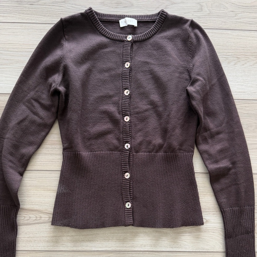 Meshki Chocolate Button-Up Cardigan